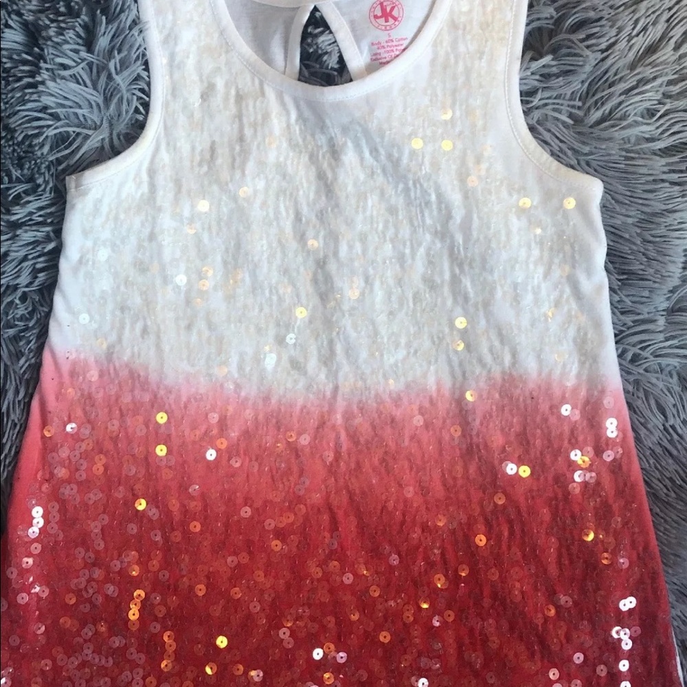 Pink & white sequined tank JK Girls Sz S